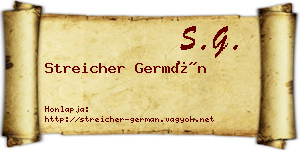 Streicher Germán névjegykártya